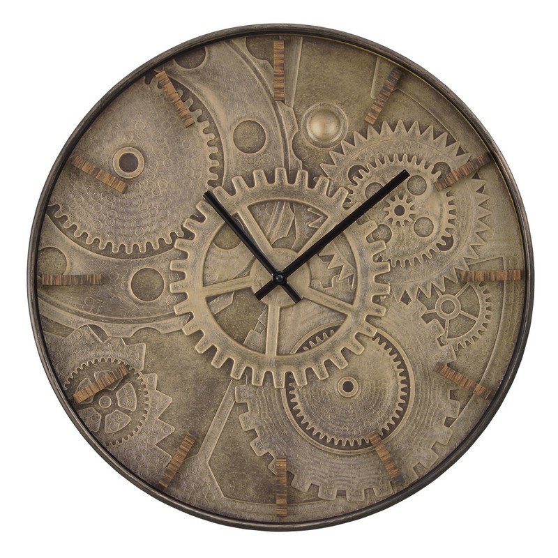 Horloge murale ronde 20 "avec style transitionnel brun