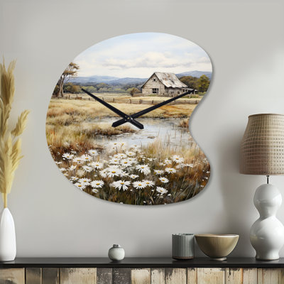 Farmhouse Quiet Retreat I - Drop Shape Decorative White Farm Wall Clock