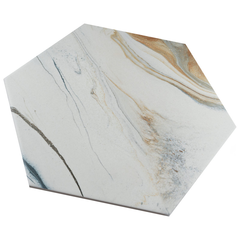 Marmaris Hex 9" x 10" Porcelain Marble Look Wall & Floor Tile