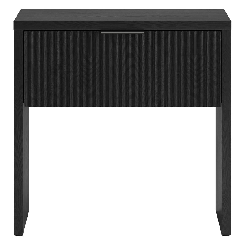 Kenslow 24" Wide Rectangular Fluted Nightstand in Black Grain, Black Grain