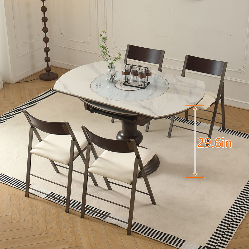 Folding Chairs with Cushion 2  PCS - Heavy Duty Steel Frame Foldable Dining Chairs, White