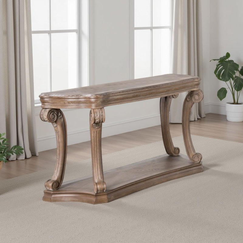 Olane Sofa Table, Weathered Oak Brown Wood, Rustic Farmhouse 54 Inch