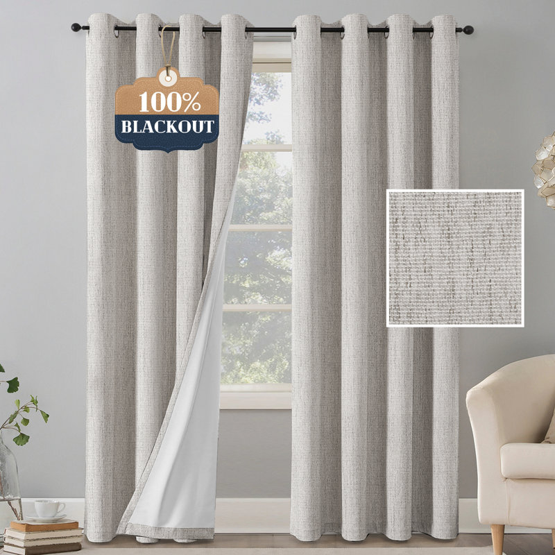 Rideau occultant en chenille 2 panneaux rideaux occultant et isolant en lin, L 52 po x L 84 po, Nuage