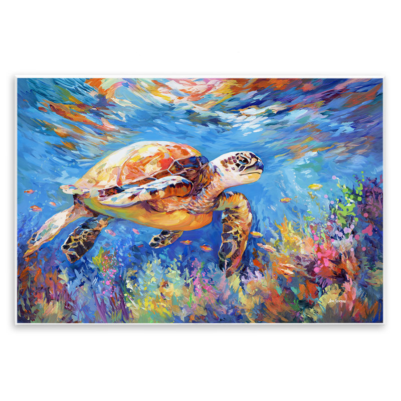 «Sea Turtle's Adventure» par Leon Devenice, H 13 po x l 19 po