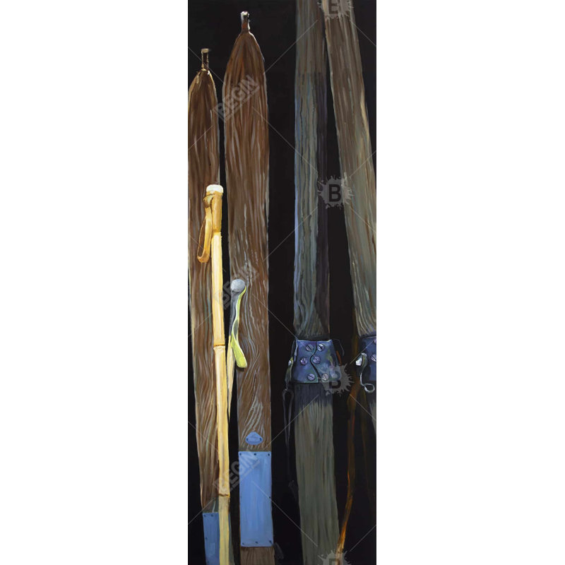 Vieux skis, reproduction sur toile