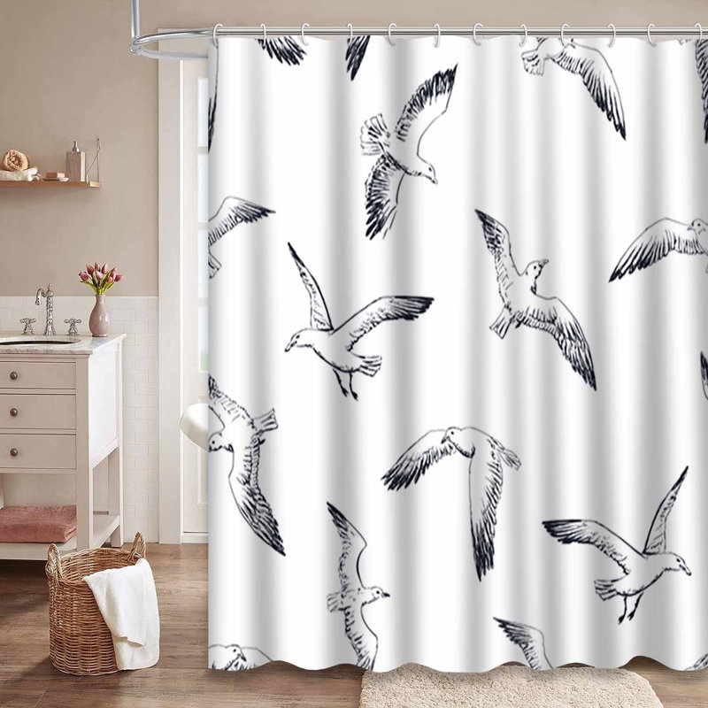 Rideau de douche avec 12 crochets Seagull, L 72 po x l 72 po