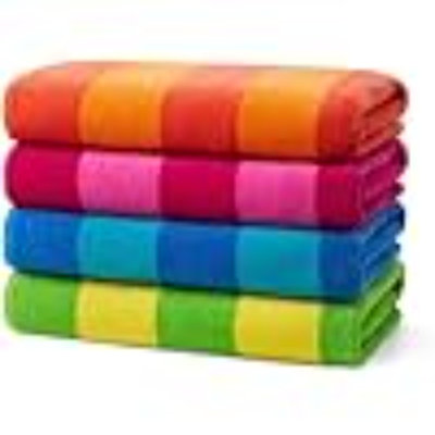 Soft Oversized Beach Towels In Bulk | 29" X 58" Velour Striped Towel | Absorbent, Quick-Drying | 100% Cotton Thick Towels (4 Pack)
