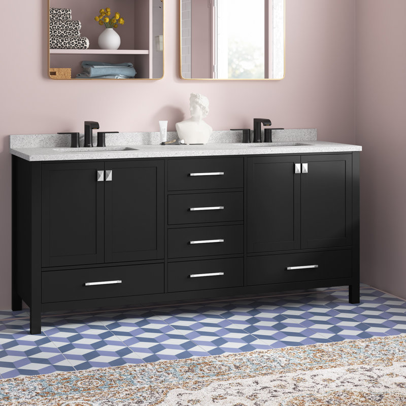 Ensemble de meuble-lavabo double 72 po Zaair, Gris