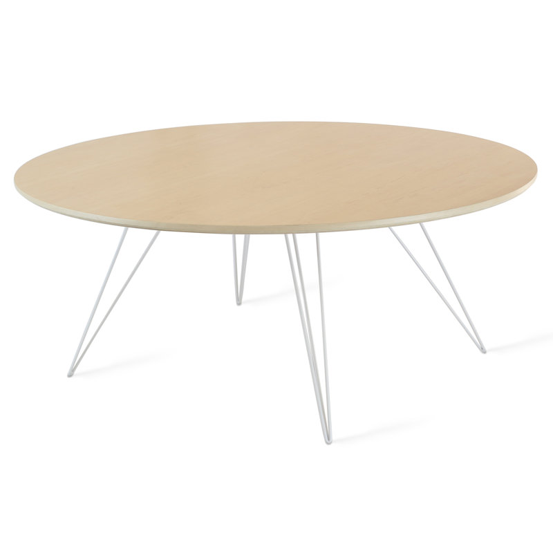 Williams Single Coffee Table, White, 18" H x 46" W x 40" D, Maple