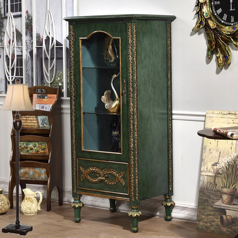 Green Solid + Manufactured Wood+Glass Display Cases