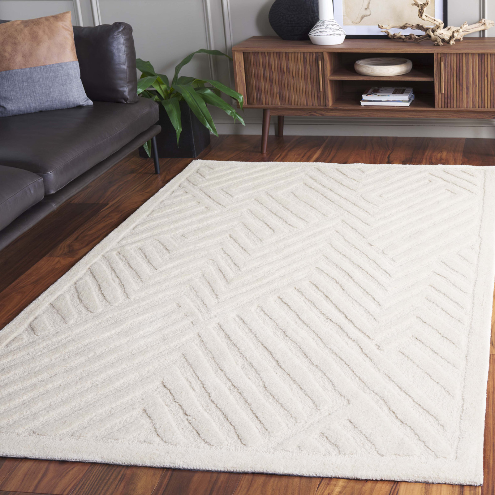 Ginna Hand-Tufted Wool Geometric Rug, Rectangle 6' x 9'