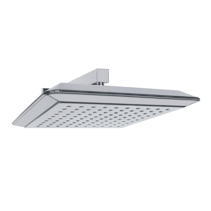Pomme de douche carrée en ABS 9/8 po avec bras de douche 15-3 / 4 po Kingston, Chrome poli