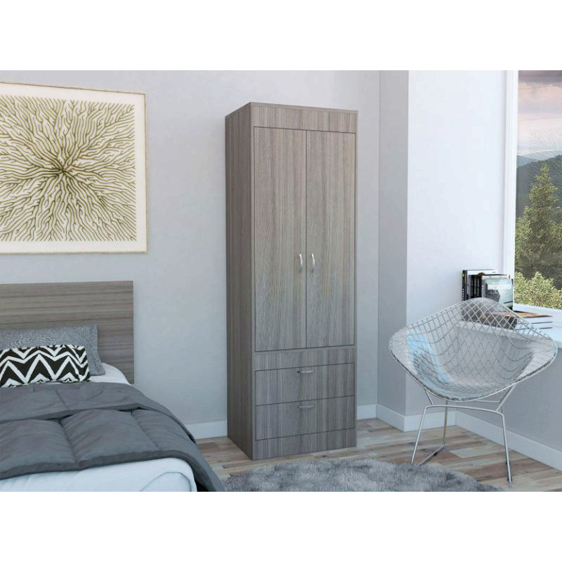 Armoire 2 tiroirs gris clair