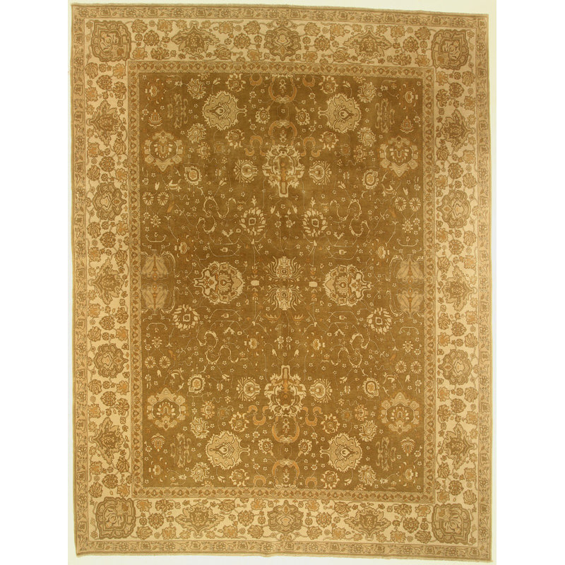 Tapis unique en laine noué à la main brun de 9 pi 2 po x 11 pi 11 po Thibaut