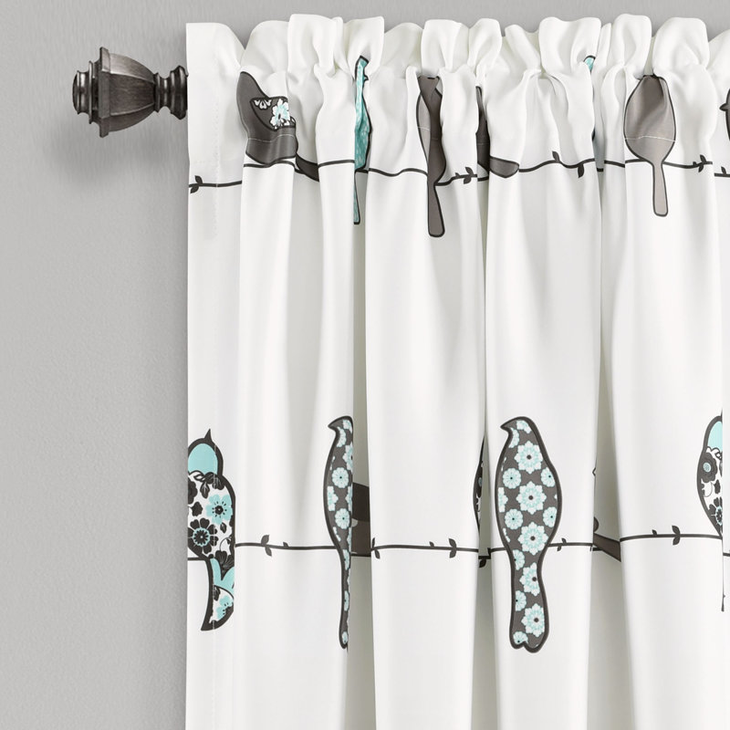 Room Darkening Curtain Pair, Light Blue/Gray, 52" W x 84" L