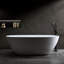 Baignoire autoportante en résine de pierre de 165 cm (65 po) blanc mat, design spacieux, installation facile, surface solide blanche non perméable, avec trop-plein et bonne rétention de la chaleur