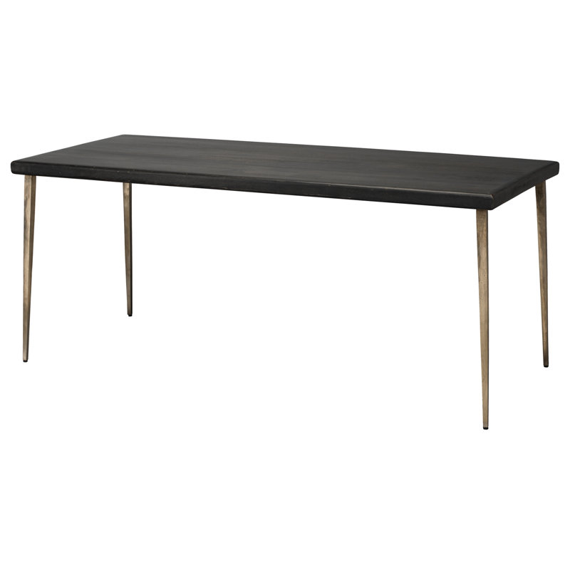 Farmhouse Solid Wood Dining Table, Dark Wood, Silver
