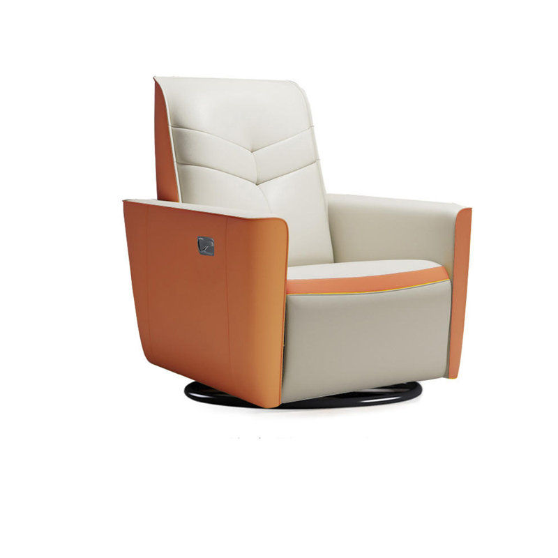 Fauteuil inclinable en similicuir Simmo, Similicuir orange / beige