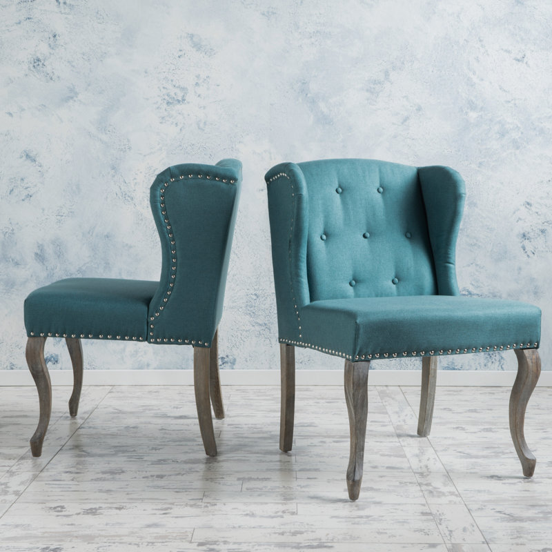 Andren Upholstered Wingback Chair, Dark Teal Polyester Blend