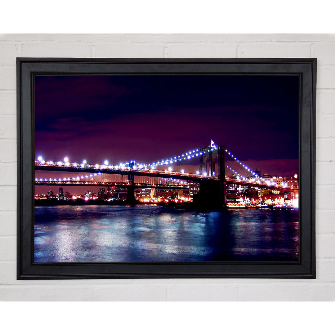 Brooklyn Bridge Lights By The Water - Druck