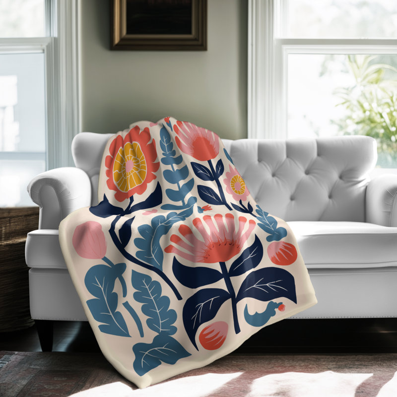 Symphonie colorée de jardin - couverture en sherpa de qualité supérieure 1 pièce - reproduction d'art luxueuse, Grand lit