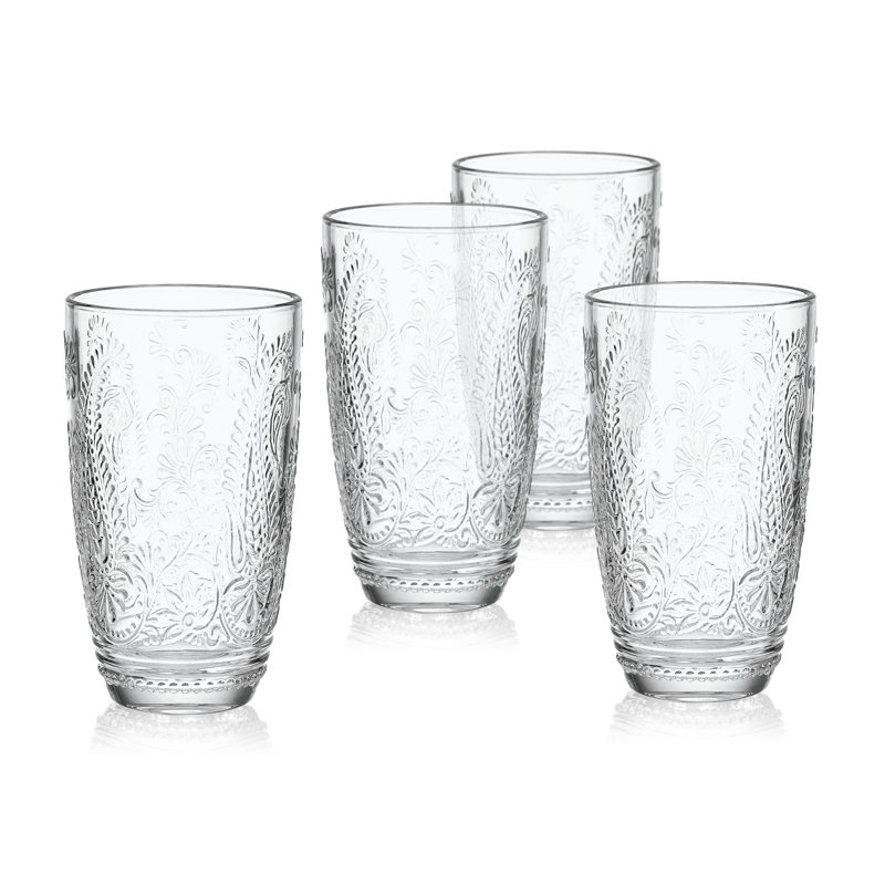 Fitz and Floyd Maddie Highball Glasses, Clear, 15