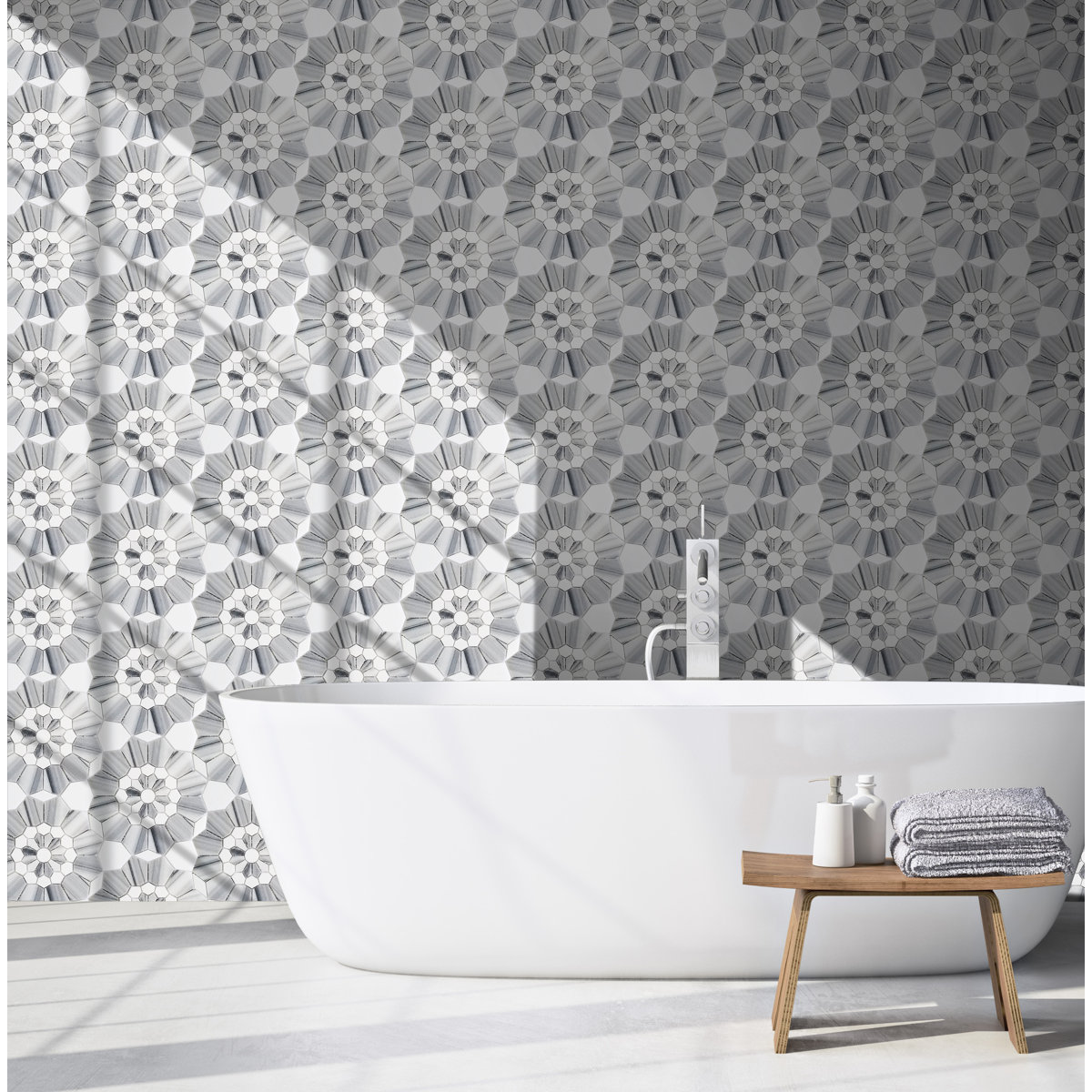 Mango Tile Thassos 11" x 12" Marble Random Mosaic Wall & Floor Tile ...