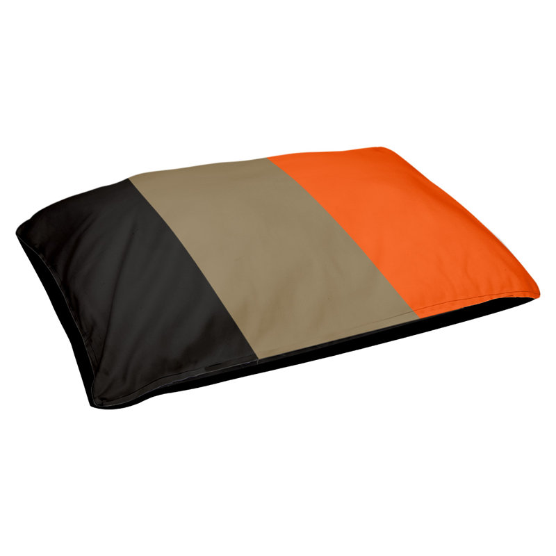 Coussin pour chien hockey Minnesota, Petit (l 28 po x P 18 po x H 9,5 po), Noir / doré métallique / orange