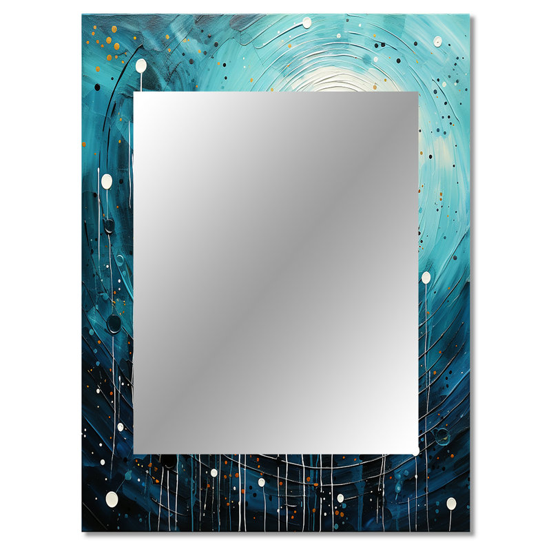 Bleu minimaliste lune II - miroir décoratif minimaliste, miroir mural bleu, impression d'art en métal, 40 po x 30 po