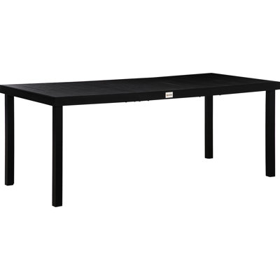 Table de salle à manger d'extérieur 75 po x 35 po pour 8 personnes, structure en aluminium noir avec plateau en faux bois, 8 personnes convenant à une utilisation sur la pelouse, construction rectangulaire imperméable, noir, jardin adapté