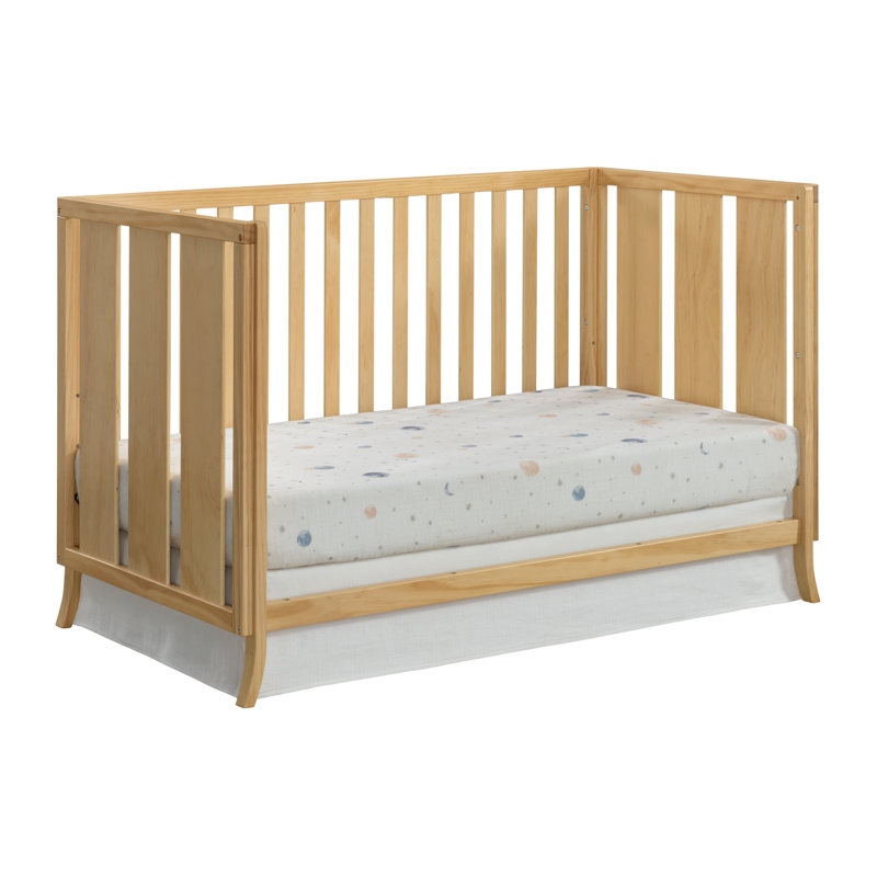 Natural Wood Convertible 4-in-1 Crib with Curved Feet