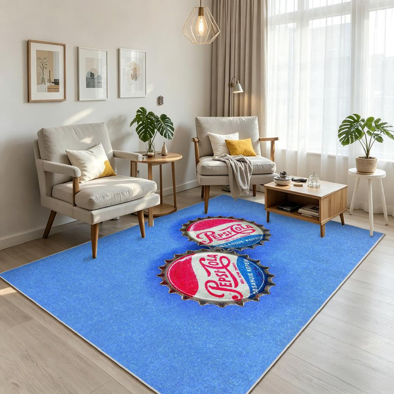 Tapis d'intérieur transparent, lavable à la machine et à motif abstrait, Rectangle 71" x 98"