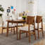 Ensemble de 4 chaises de salle à manger rembourrées ergonomiques de style Mid-Century moderne avec structure en bois d'hévéa robuste, chaises de cuisine antidérapantes pour la salle à manger, la cuisine, le café, beige et brun