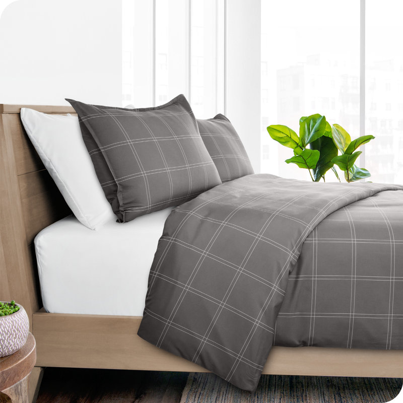 Housse de couette Bare Home Modern Plaid - Collection Premium Super Soft - Literie légère et texturée