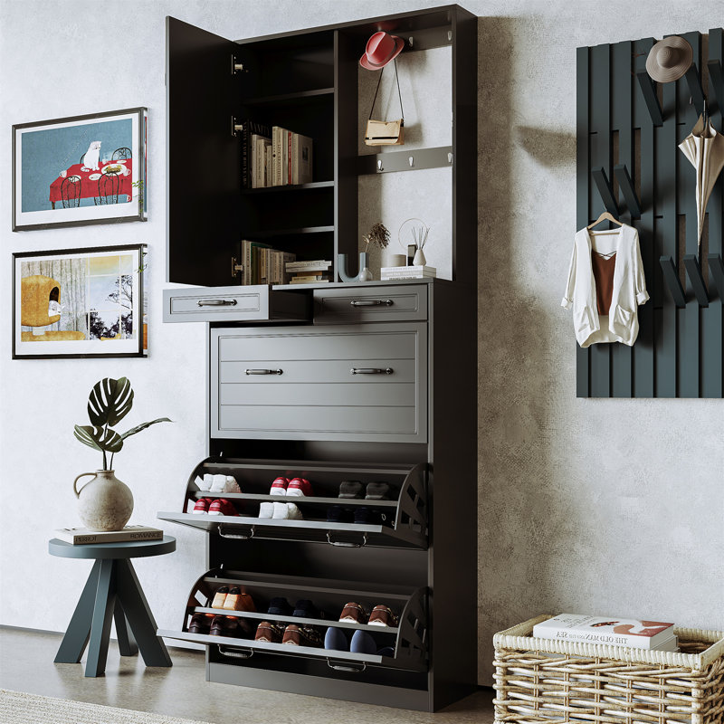 Portemanteau avec rangement pour chaussures Jeri, Noir