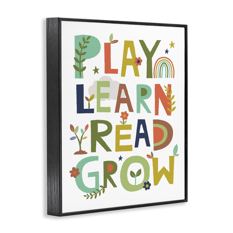 «Play Learn Read Grow Typographie», estampe numérique encadrée par Lisa Perry White, H 14 po x l 11 po x P 1,5 po