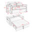 Canapé-lit convertible moderne de 55 po avec 2 accoudoirs amovibles, canapé-lit en velours avec lit escamotable, 2 coussins et dossier ajustable pour le salon, accoudoirs quadrillés-1388482382