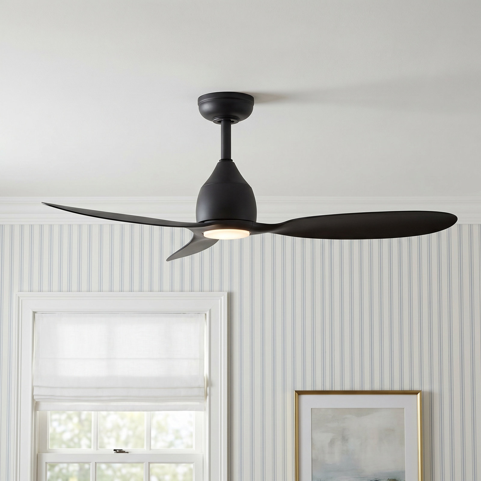 52'' 3 Blade Ceiling Fan with LED Light Kit, Matte Black