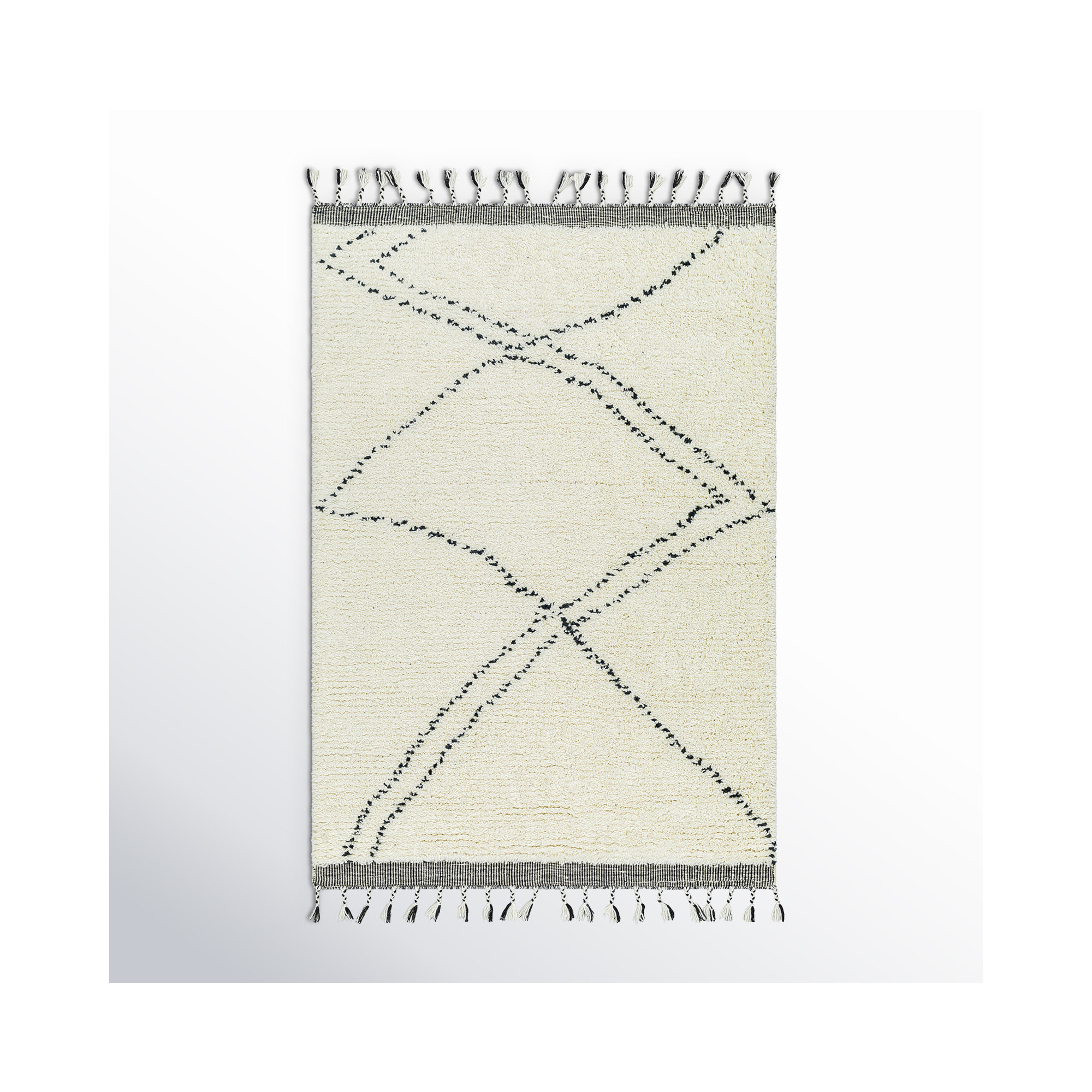 Meti Handmade Wool White Rug, Rectangle 8' x 10'