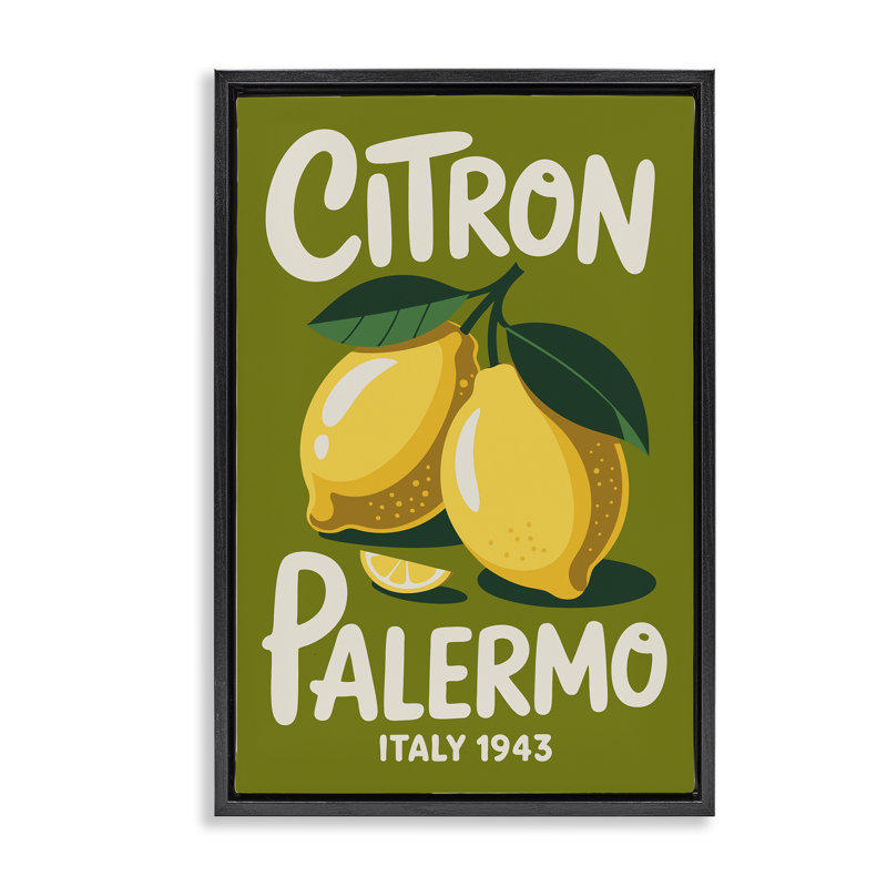Cadre flottant Citron Palermo Lemons, design par Andreas Magnusson, Cadre flottant noir de jais, H 25 po x l 17 po