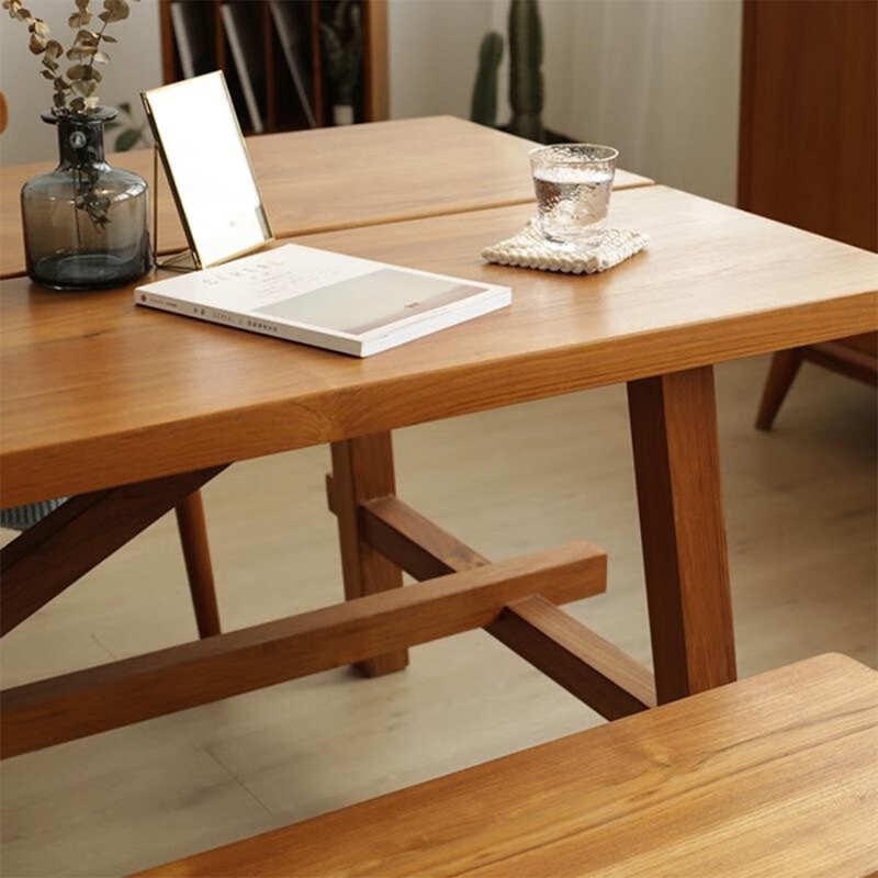 Japanese style all solid wood dining table set, 29.5"H x 62.9"L x 27.5"W