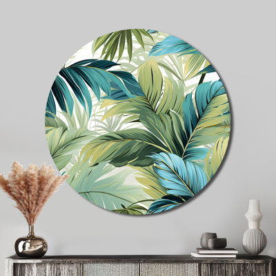 Palmier, motif tropical - art floral rond en métal