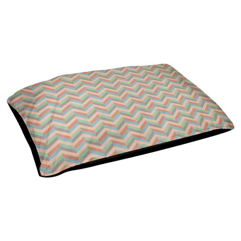 Coussin pour chien chevron Byrge, Très grand (l 52 po x P 42 po x H 17 po), Orange / Vert