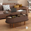 Table basse cannelée à plateau relevable avec compartiment caché, table centrale en bois, plateau de table ovale moderne pour bureau à domicile, couleur noyer