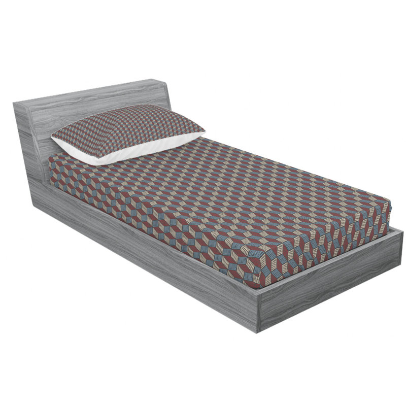 Microfiber Geometric Sheet Set, Twin XL Sheet Set with Fitted Sheet