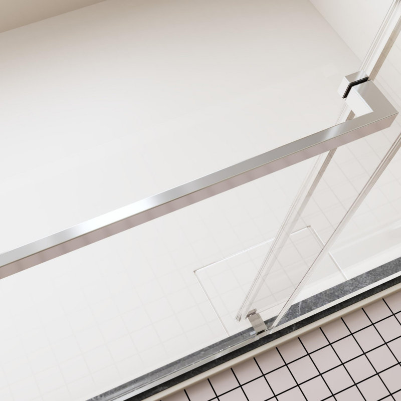 Chrome Frameless Double Sliding Shower Door with Tempered Glass