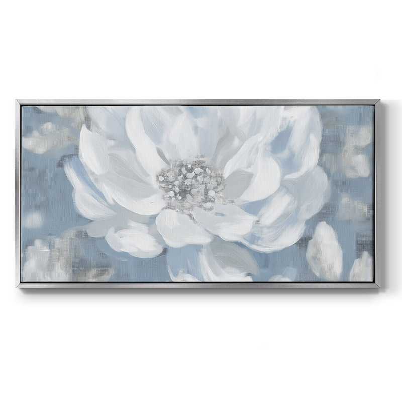 Botanical Series-CECLIV- Toile tendue avec châssis tendue, prête à être accrochée, Argent argent, H 17 po x l 33 po