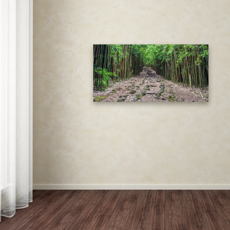 Gold Framed Maui Bamboo Forest Landscape Canvas Art