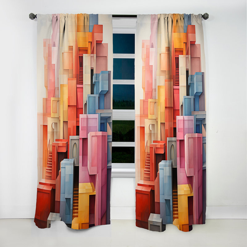 Constructivisme Construit Horizons VIII - Rideau occultant abstrait Constructivisme - 1 panneaux, L 52 po x L 120 po