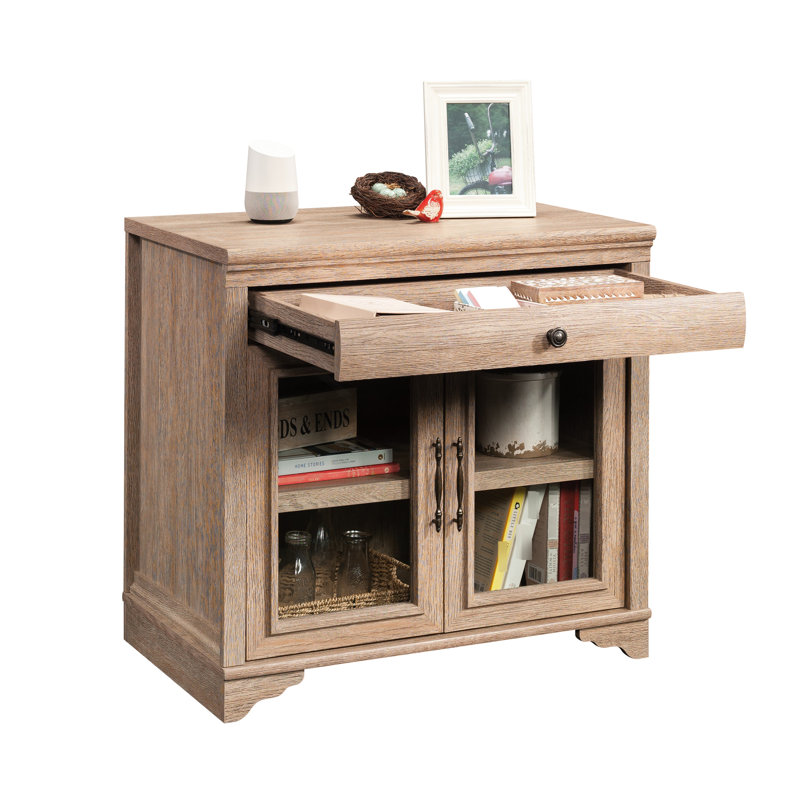 Base de bureau à domicile avec finition brune, tiroir spacieux avec glissières à pleine extension, portes en verre trempé pour rangement dissimulé, tablette réglable, bois d'ingénierie, l 31,5 po x P 20,2 po, H 29,8 po, facile